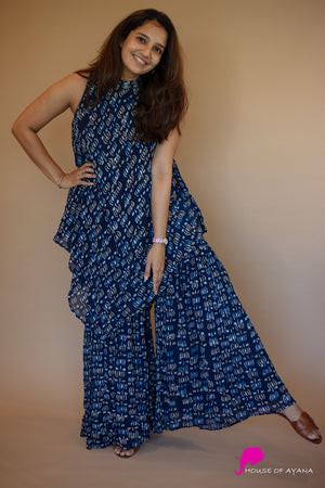 Cosmic Indigo Sharara Set