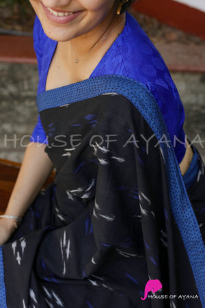 Black Ikat Cotton Handloom Saree