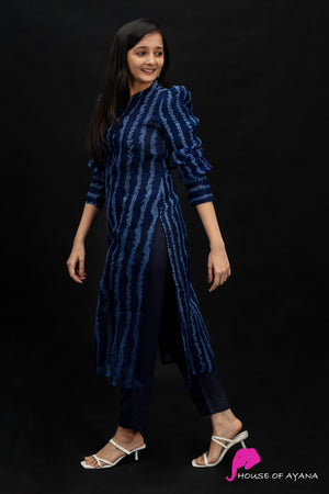 Blueberry Organza Bandhej Kurti