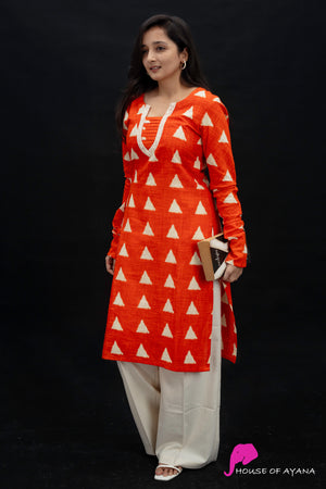 Wadirum Gather Sleeve Kurta | Orange