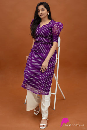 Purple Rain Bandhini Kurti