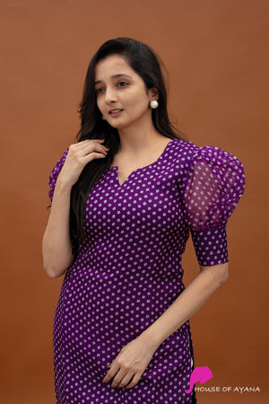 Purple Rain Bandhini Kurti