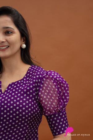 Purple Rain Bandhini Kurti