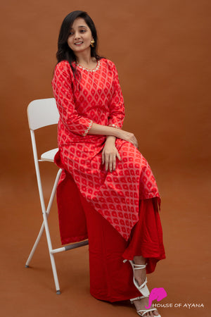 Rang Ikat rawsilk embroidered Kurti