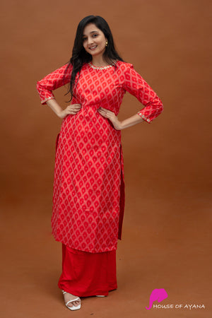 Rang Ikat rawsilk embroidered Kurti