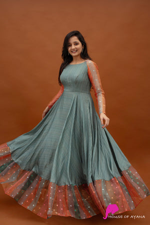 Rainbow Tussar silk Gown