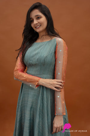 Rainbow Tussar silk Gown