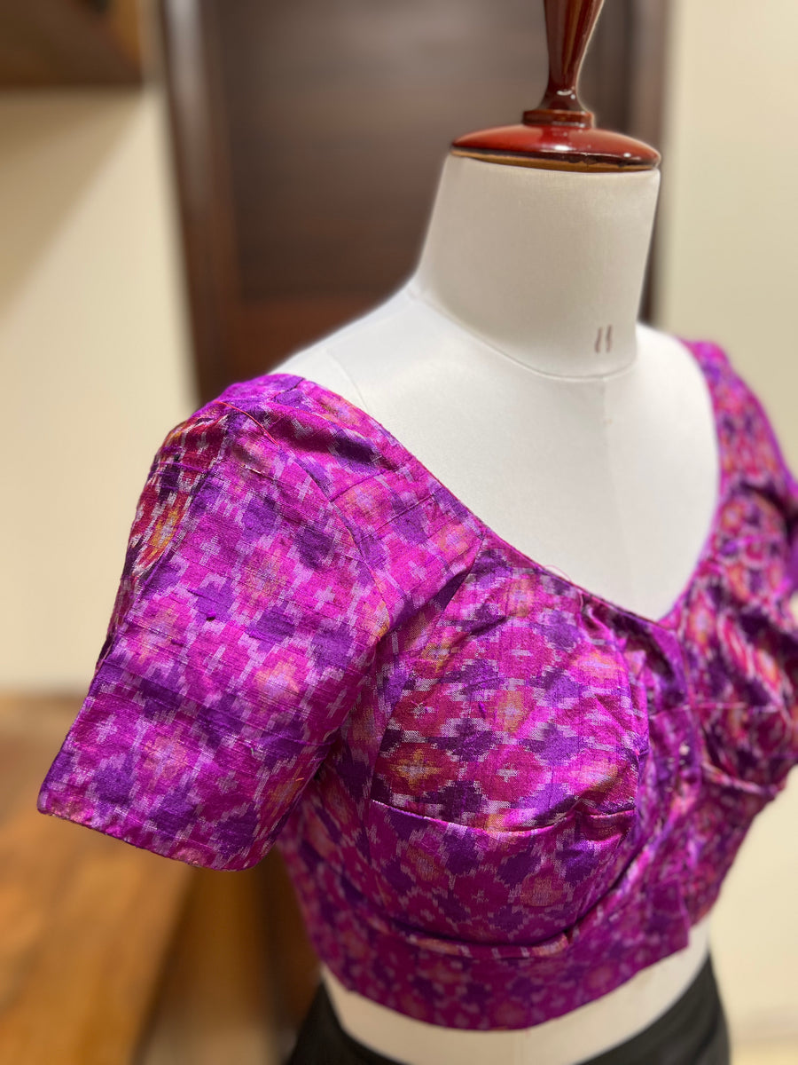 Purple Ikat RawSilk Blouse