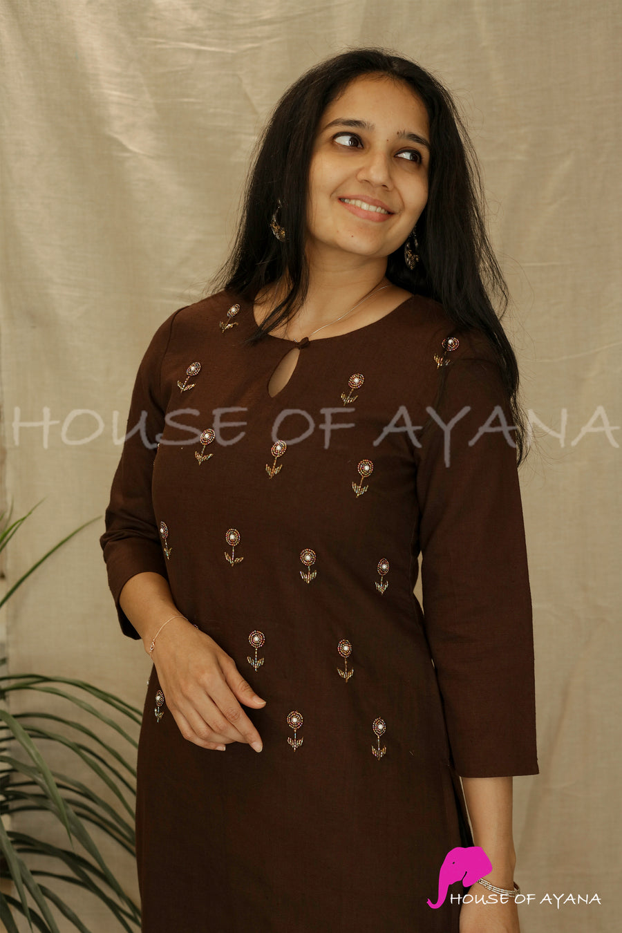 Brown Eyes Embroidered Kurti